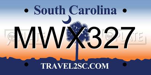 MWX327 South Carolina License Plate