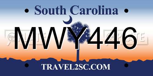 MWY446 South Carolina License Plate