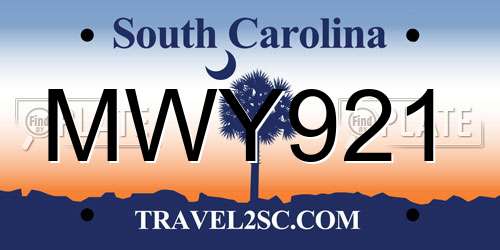 MWY921 South Carolina License Plate