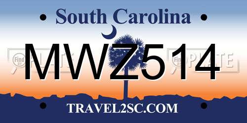 MWZ514 South Carolina License Plate