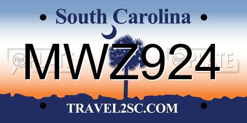 MWZ924 South Carolina License Plate