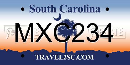 MXC234 South Carolina License Plate