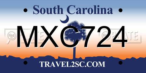 MXC724 South Carolina License Plate