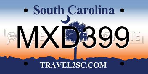 MXD399 South Carolina License Plate