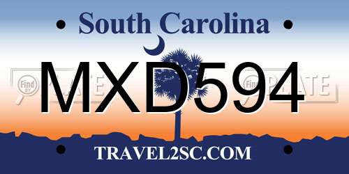MXD594 South Carolina License Plate