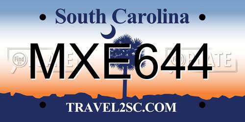 MXE644 South Carolina License Plate