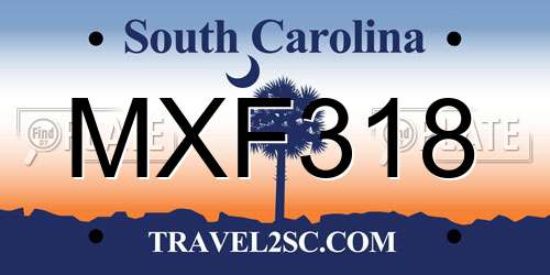 MXF318 South Carolina License Plate