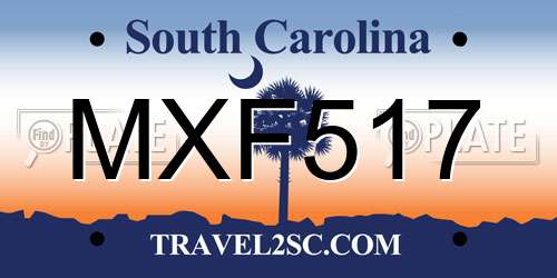 MXF517 South Carolina License Plate
