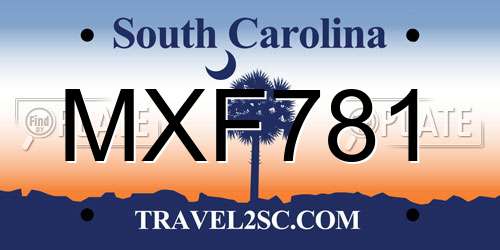 MXF781 South Carolina License Plate