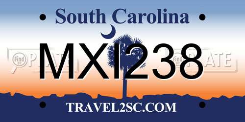 MXI238 South Carolina License Plate