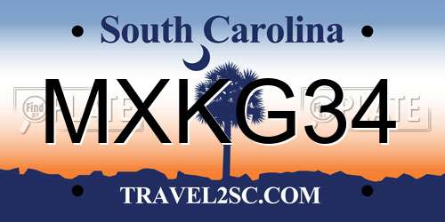 MXKG34 South Carolina License Plate