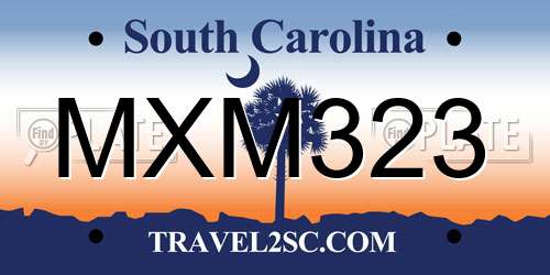 MXM323 South Carolina License Plate