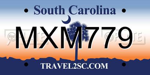 MXM779 South Carolina License Plate