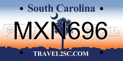 MXN696 South Carolina License Plate