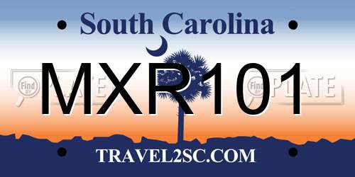 MXR101 South Carolina License Plate