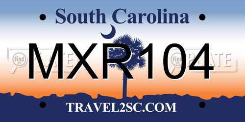 MXR104 South Carolina License Plate