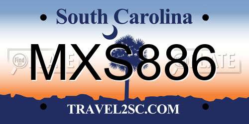 MXS886 South Carolina License Plate