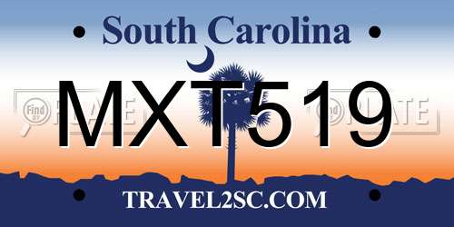 MXT519 South Carolina License Plate