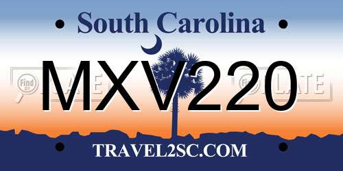 MXV220 South Carolina License Plate