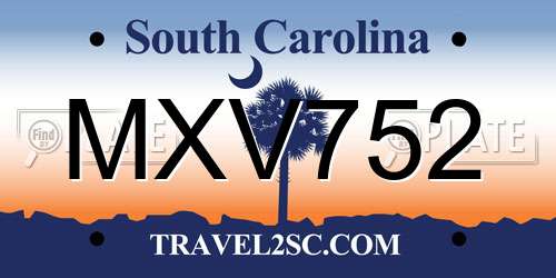 MXV752 South Carolina License Plate