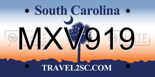 MXV919 South Carolina License Plate