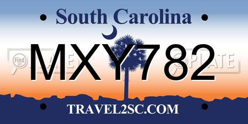 MXY782 South Carolina License Plate