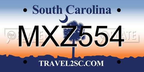 MXZ554 South Carolina License Plate