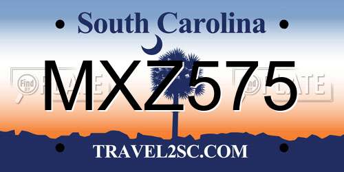 MXZ575 South Carolina License Plate