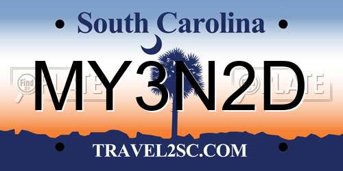 MY3N2D South Carolina License Plate