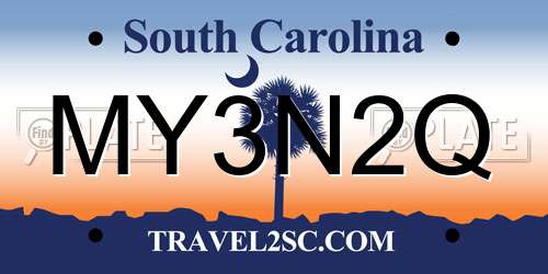 MY3N2Q South Carolina License Plate