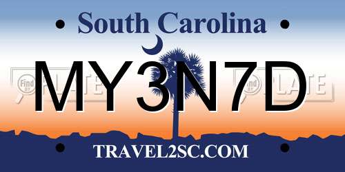 MY3N7D South Carolina License Plate
