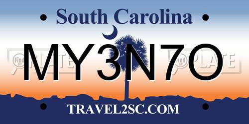 MY3N7O South Carolina License Plate
