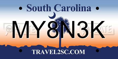 MY8N3K South Carolina License Plate