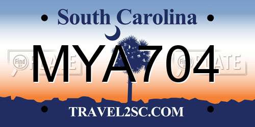 MYA704 South Carolina License Plate