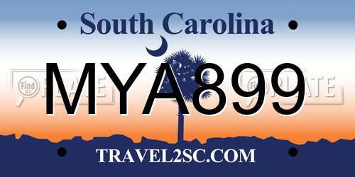MYA899 South Carolina License Plate