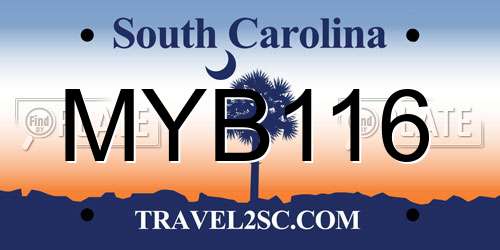 MYB116 South Carolina License Plate