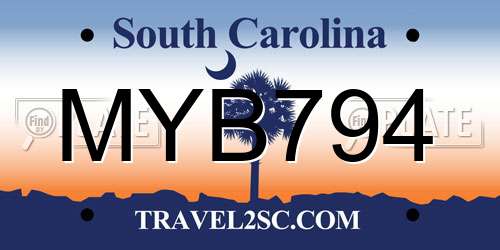 MYB794 South Carolina License Plate