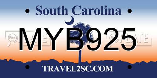 MYB925 South Carolina License Plate