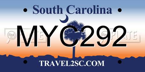 MYC292 South Carolina License Plate