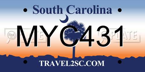 MYC431 South Carolina License Plate