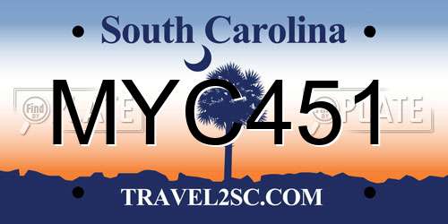 MYC451 South Carolina License Plate