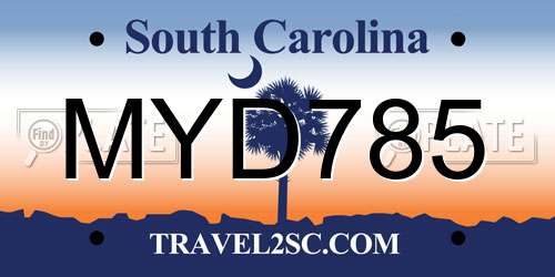 MYD785 South Carolina License Plate