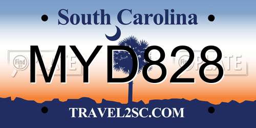 MYD828 South Carolina License Plate