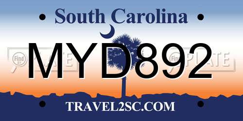MYD892 South Carolina License Plate
