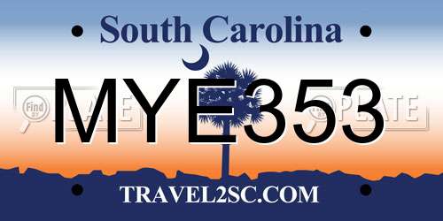 MYE353 South Carolina License Plate