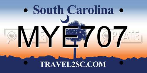 MYE707 South Carolina License Plate