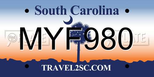 MYF980 South Carolina License Plate