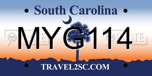 MYG114 South Carolina License Plate