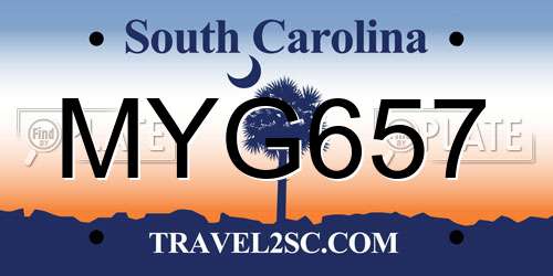 MYG657 South Carolina License Plate