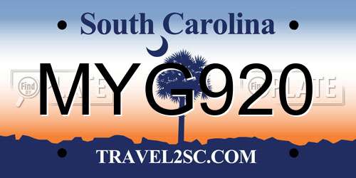 MYG920 South Carolina License Plate